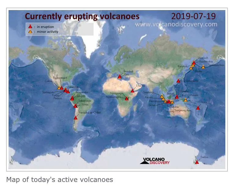 Map of the Day: Active Volcanoes this Month