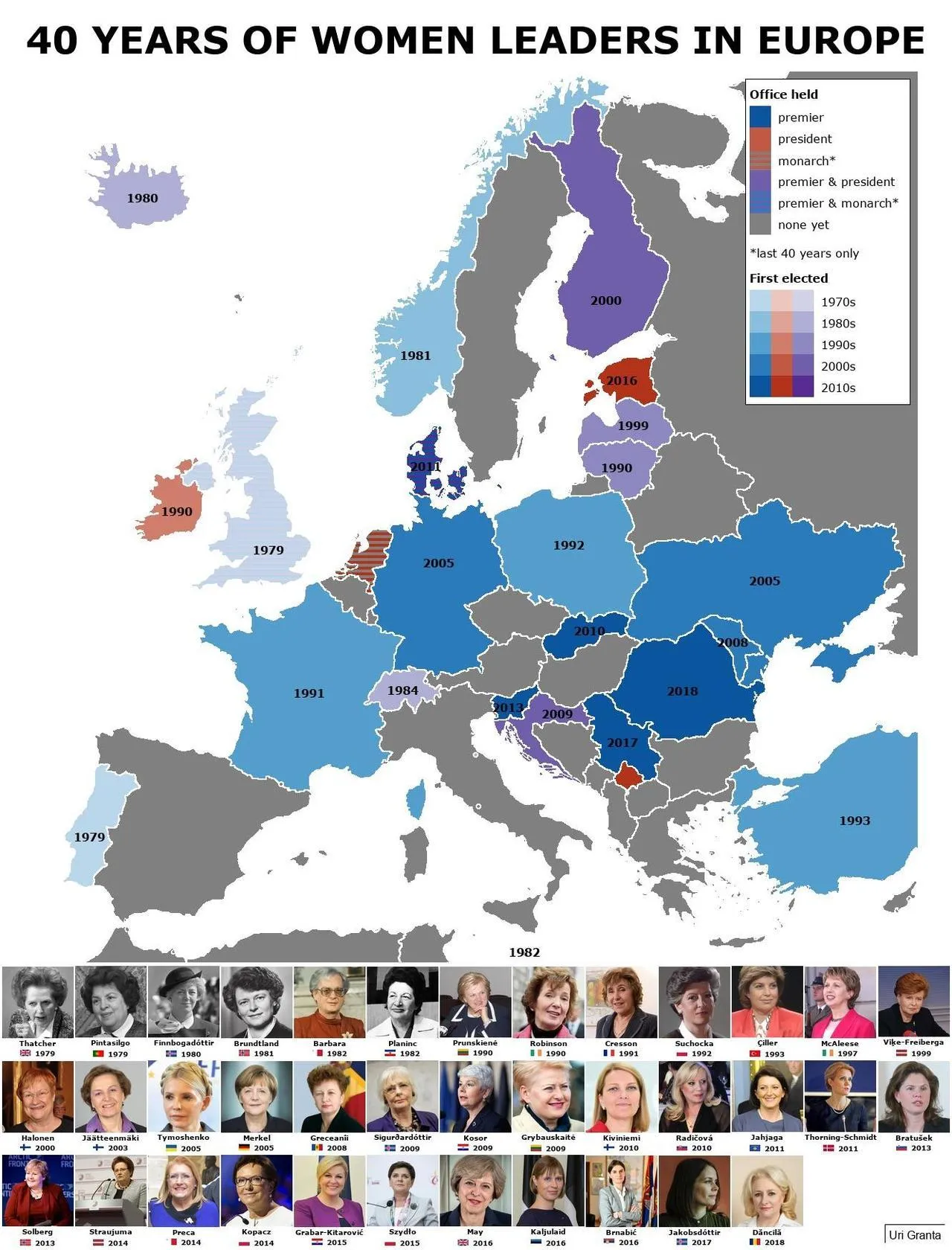 Map of the day: 40 Years of Women Leaders in Europe