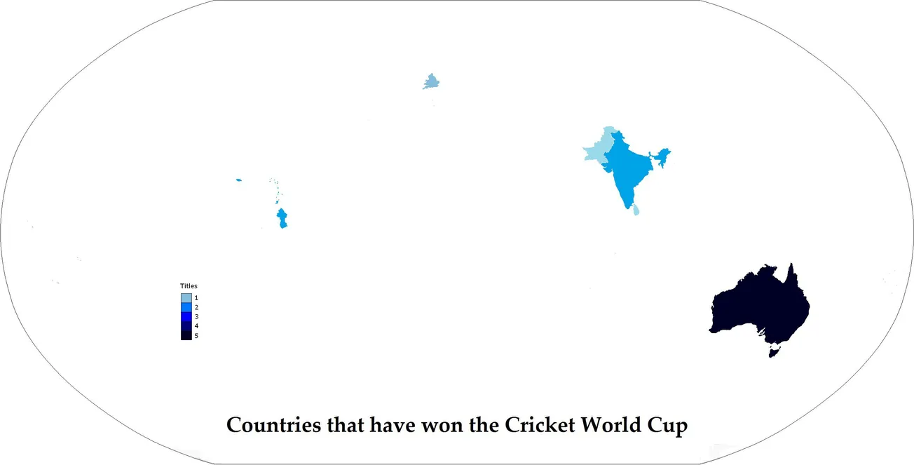 Map of the Day: Countries That Have Won the Cricket World Cup