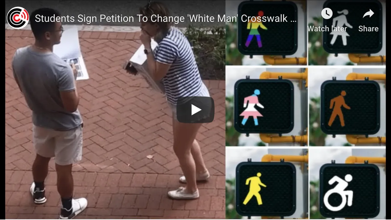 Students Sign Petition To Change ‘White Man’ Crosswalk Sign
