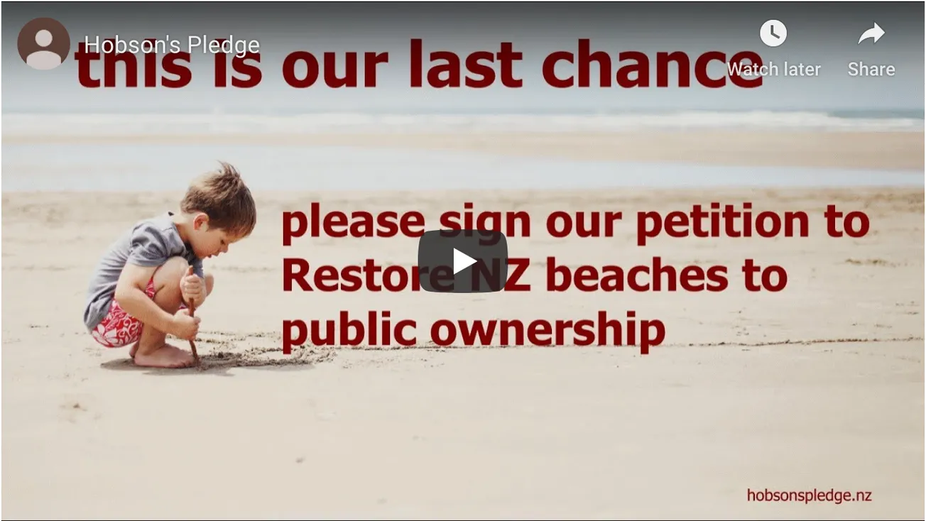 Hobsons Pledge: Restore NZ beaches to public ownership