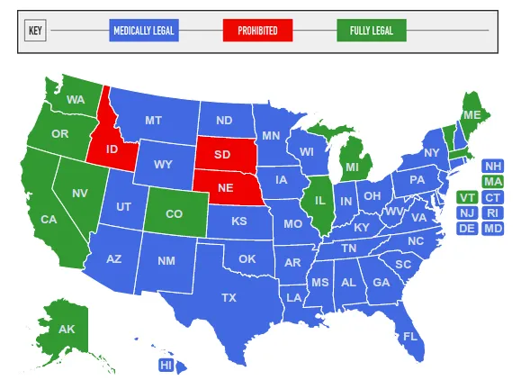 Map of the Day: Marijuana legality by state