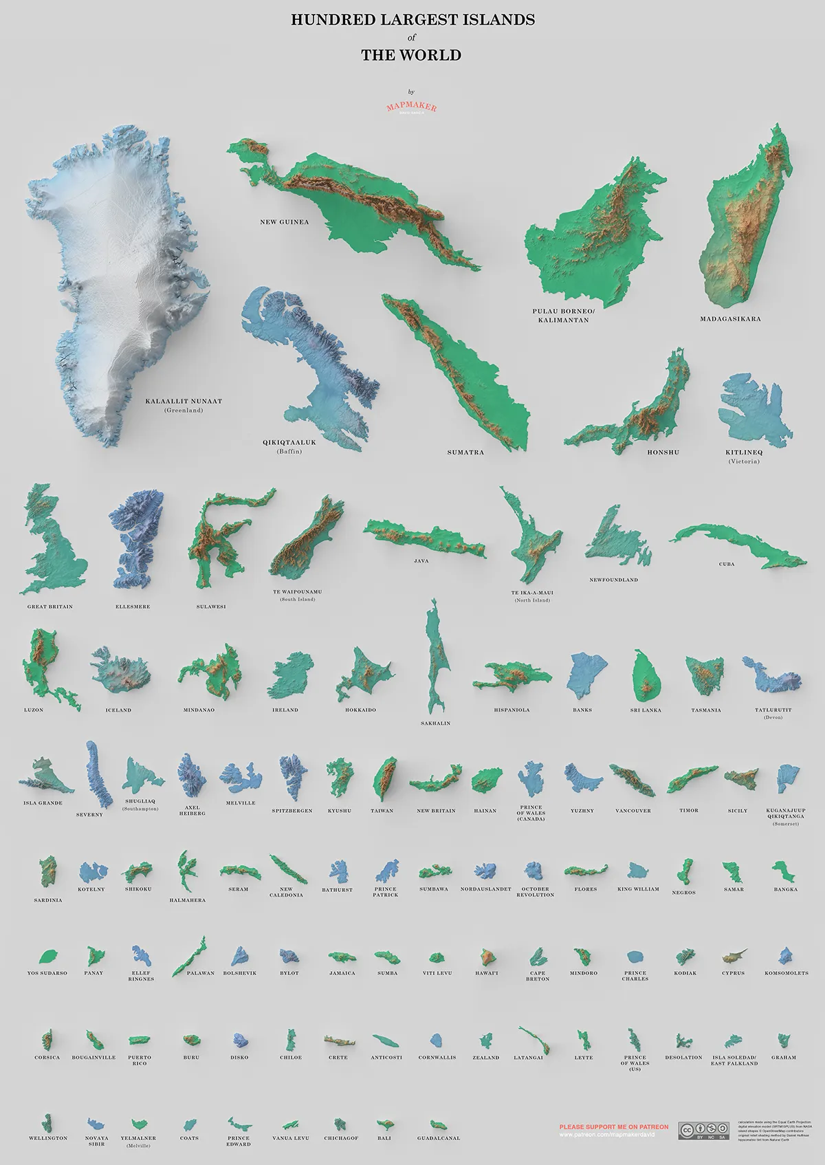 Map of the Day: The World’s 100 Largest Islands