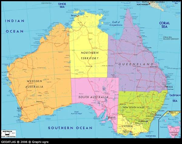 Map of the Day: Political Map of Australia