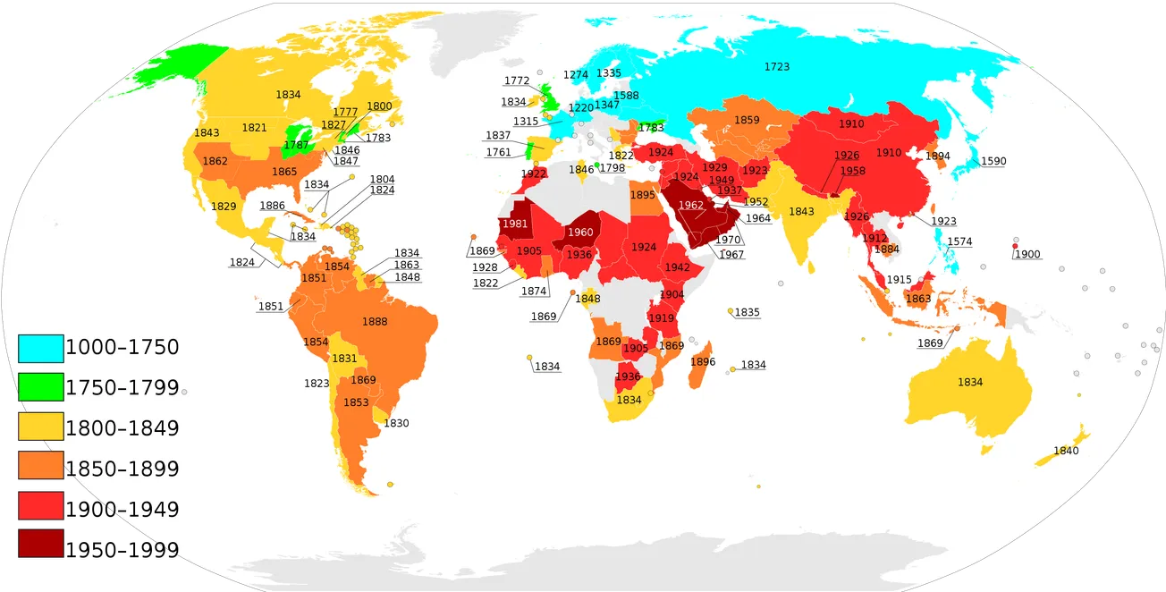 Map of the Day: Date of Slavery Abolition by Country.
