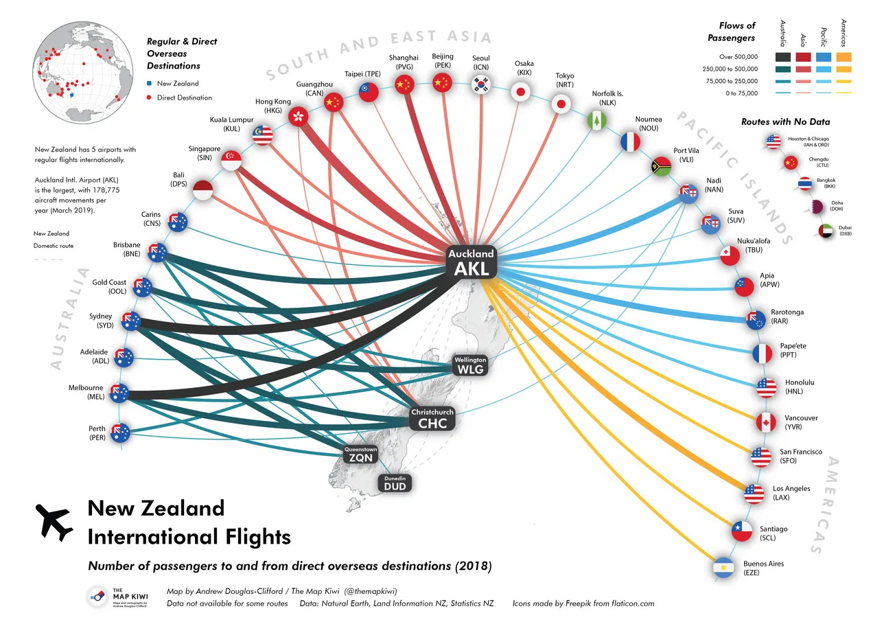 Map of the Day: International Flights to and From NZ