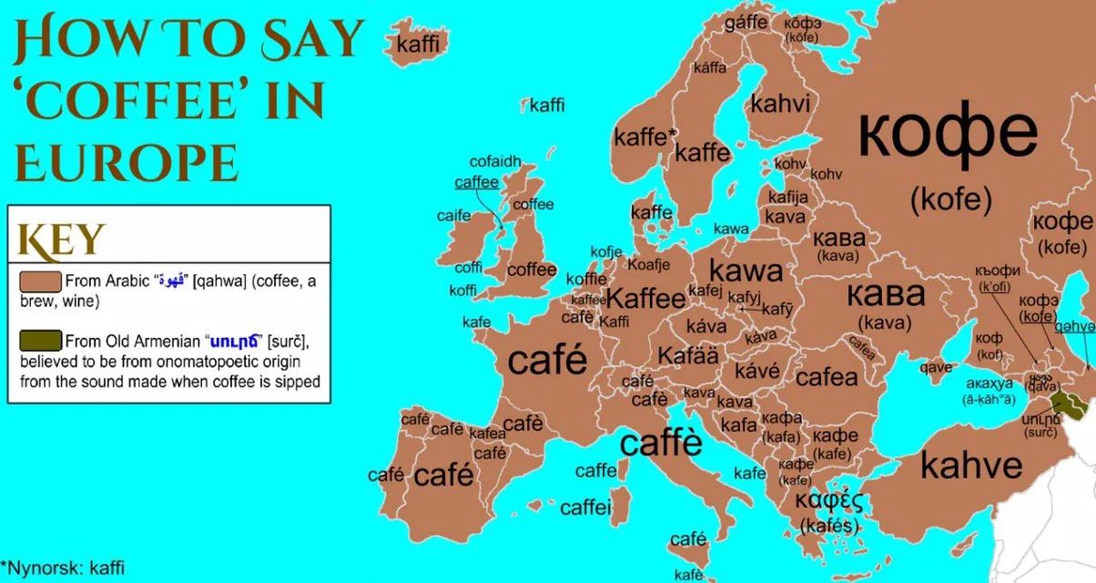 Map of the Day: How to Say ‘Coffee’ in Europe