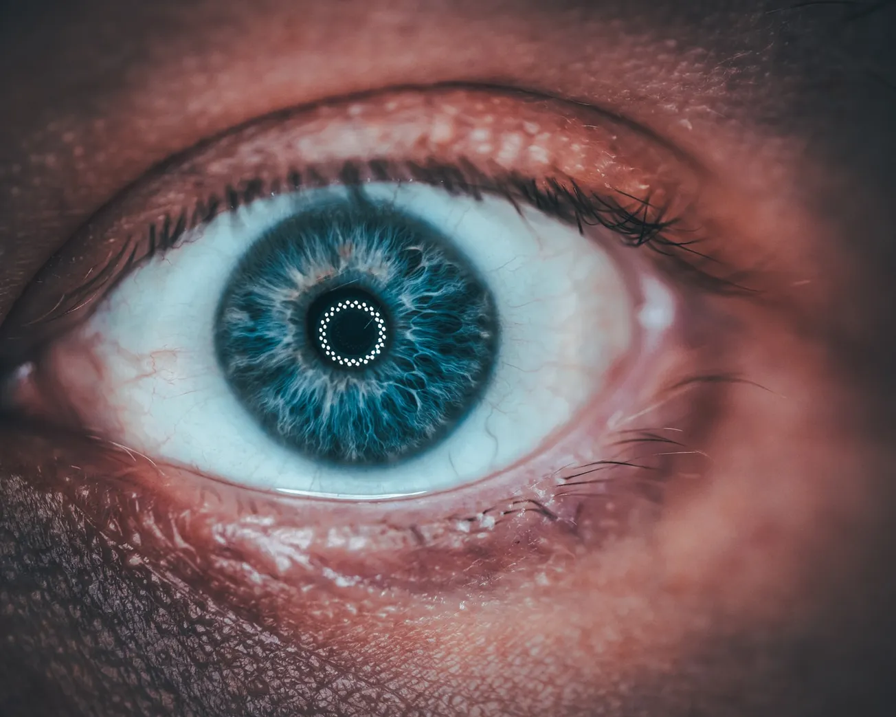 persons blue eyes in close up photography