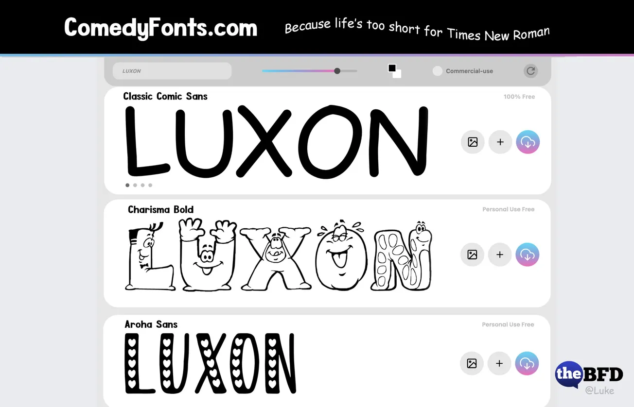 Luxon Comic Sans