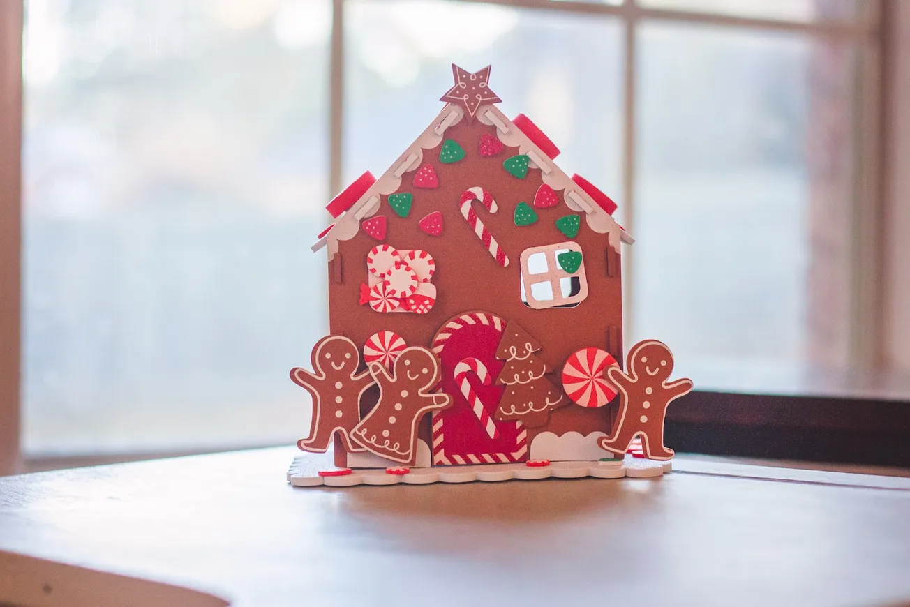 red and white polka dot house miniature