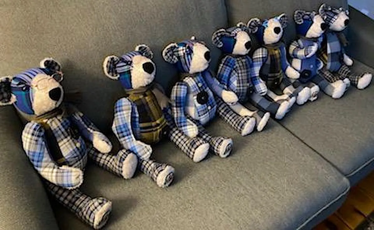 6 ‘Memory Bears’ Sewn with Love and Grandpa’s Flannels for Widow’s Grandchildren