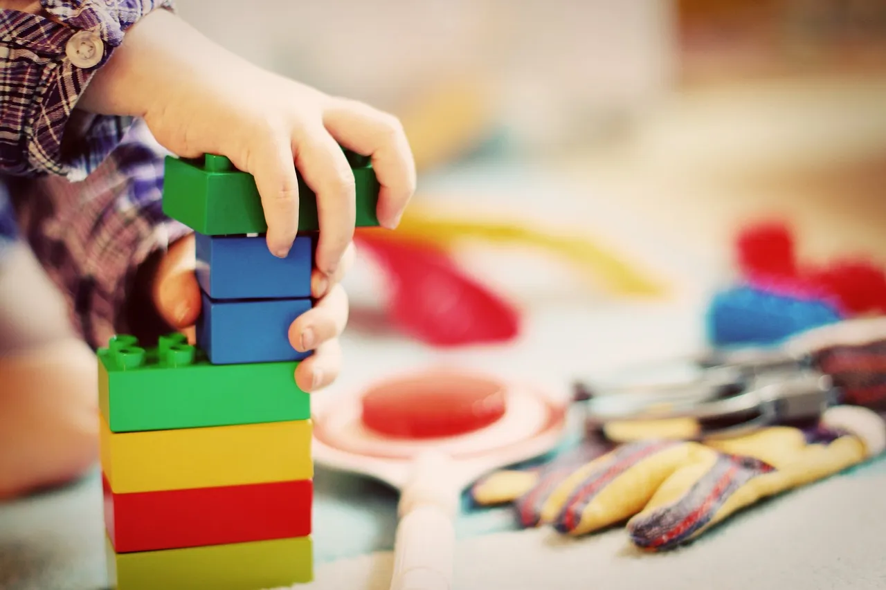 child, tower, building blocks