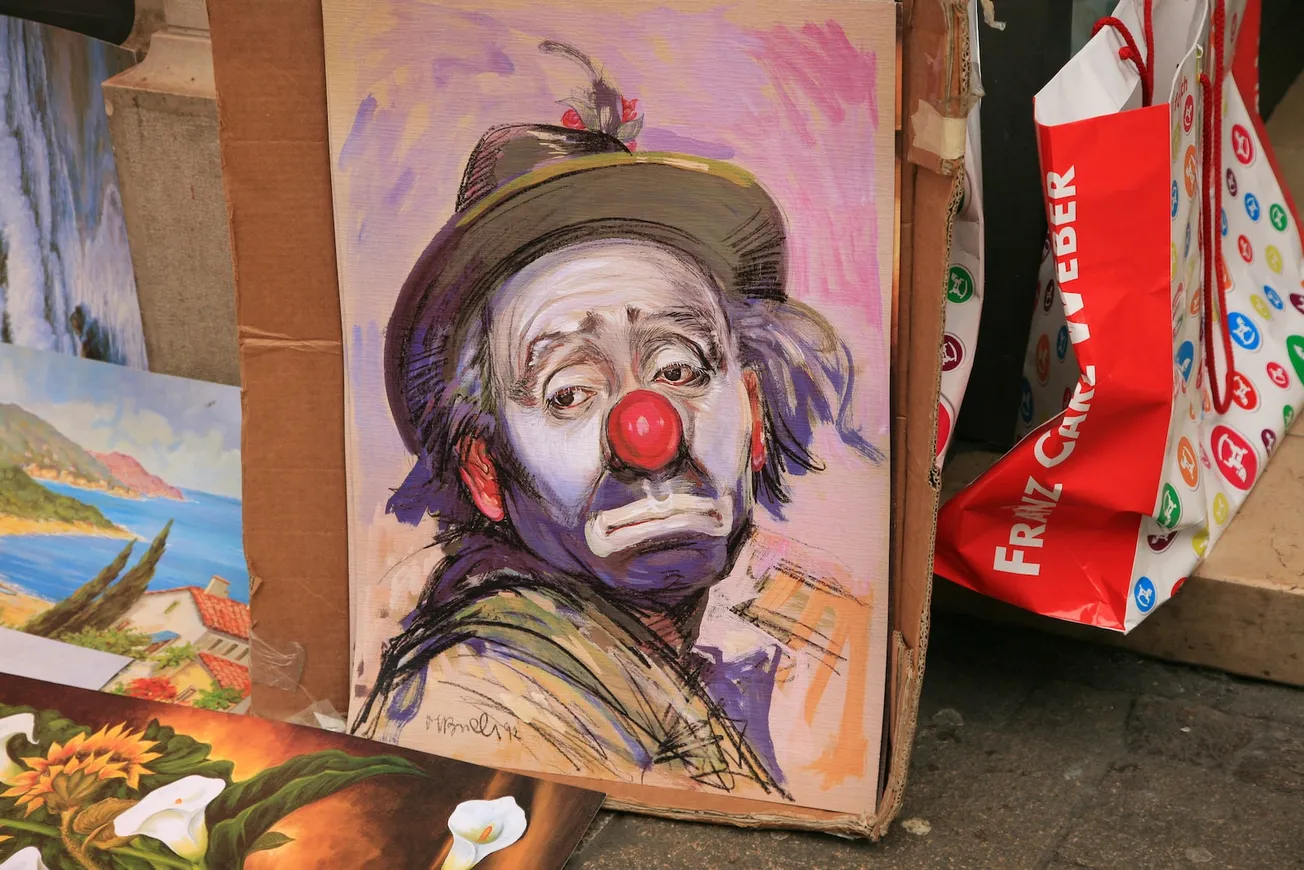 sad clown painting