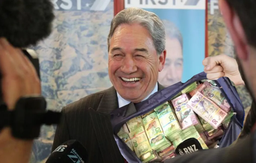 Media Set to Offer Winston Peters Bag of Cash to Stop Mentioning All the Bribes