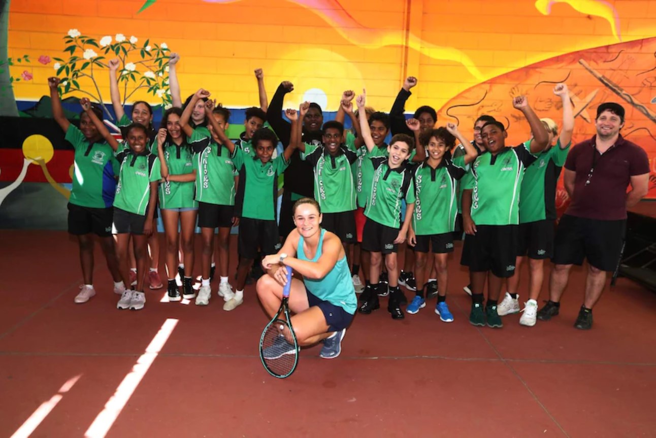 Ash Barty Indigenous students. (Supplied: Tennis Australia/Jason O'Brien)